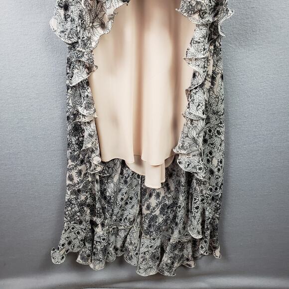 Y2K Max‎ Studio Size S Halter Neck Ruffle Maxi Dress Beige Gray Neutral European - Picture 6 of 13